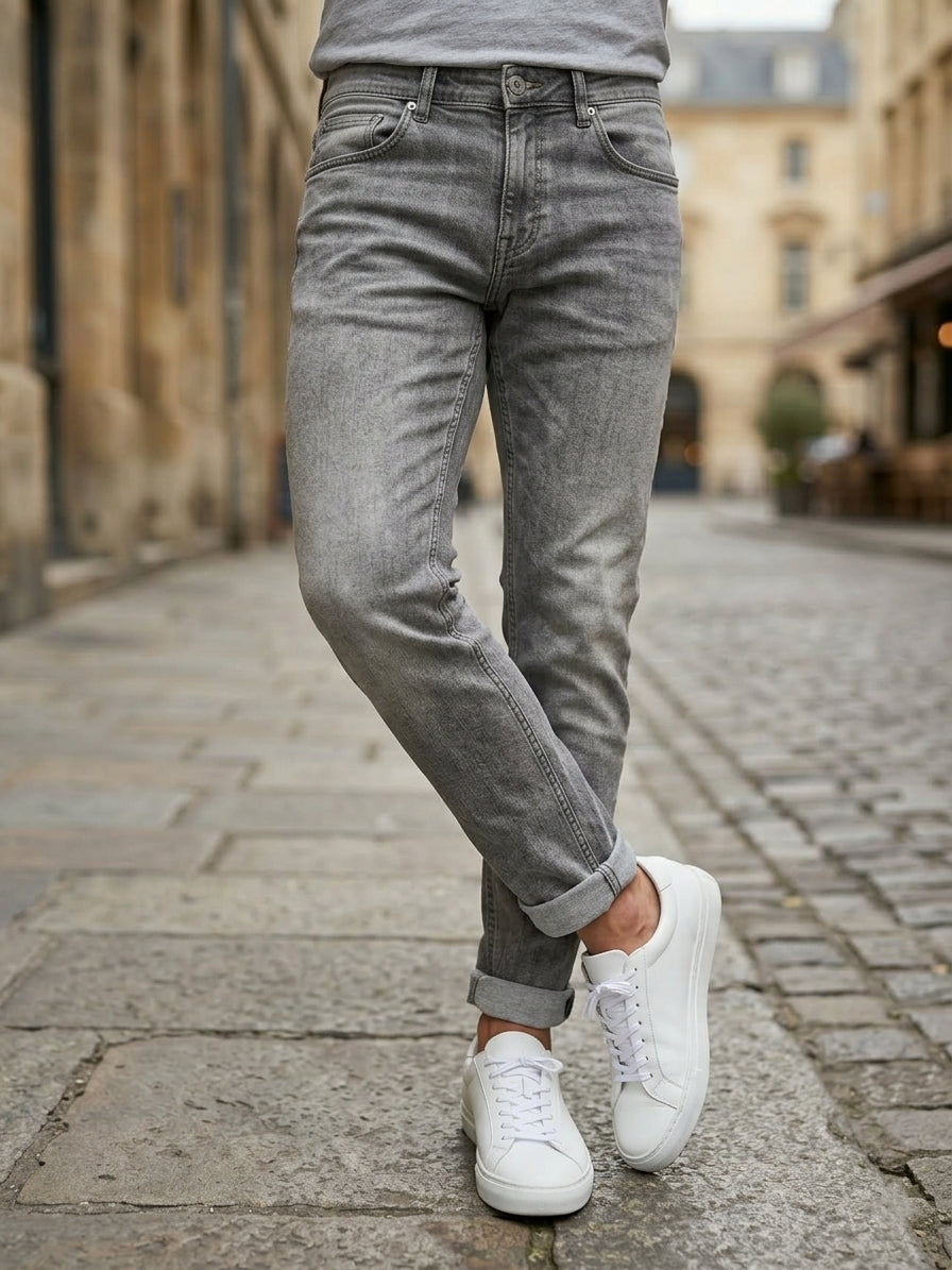 Jeans basic slim art ijk m2691 grigio chiaro