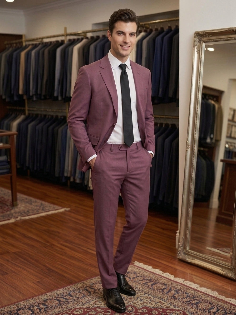 Abito completo elegante giacca e pantalone art sr195 color bordeaux