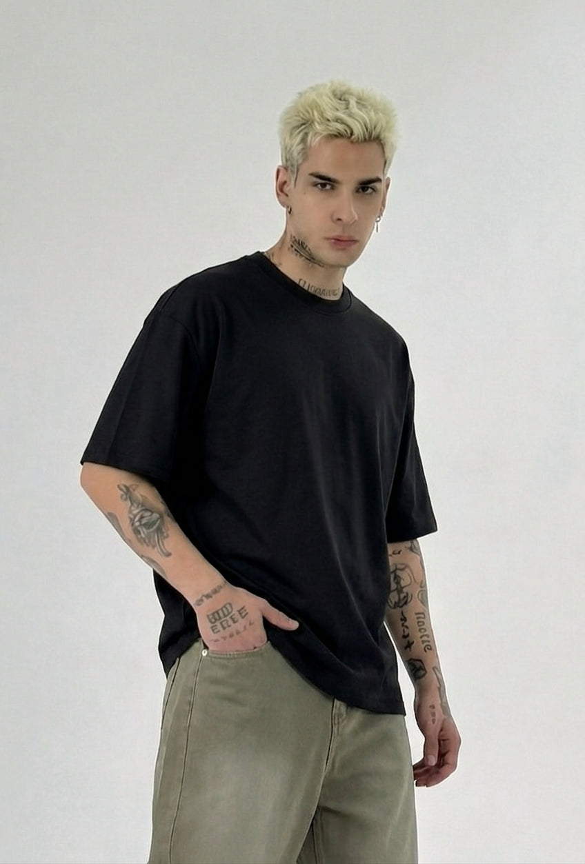 T-shirt girocollo art.l814901 oversize nera Duca Homme