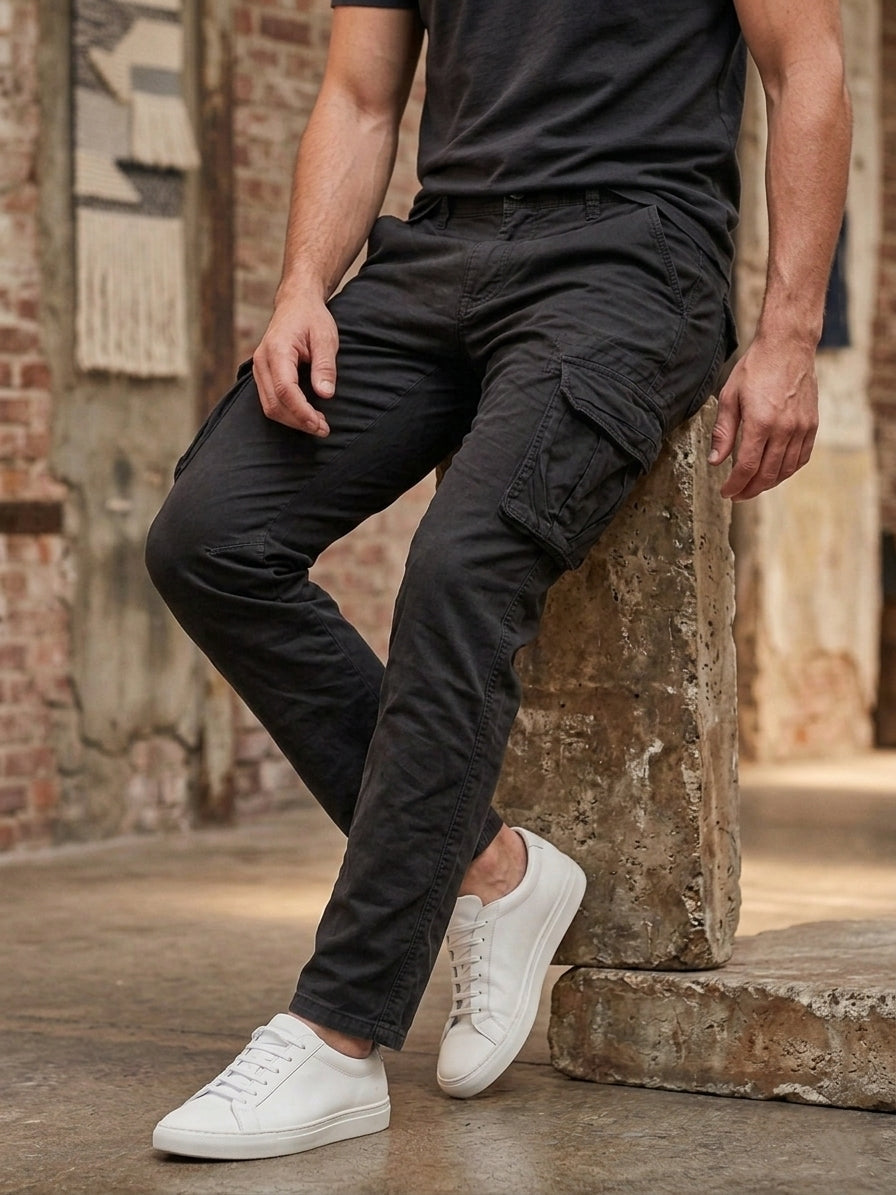 Pantalone cargo estivo art. L2030# nero