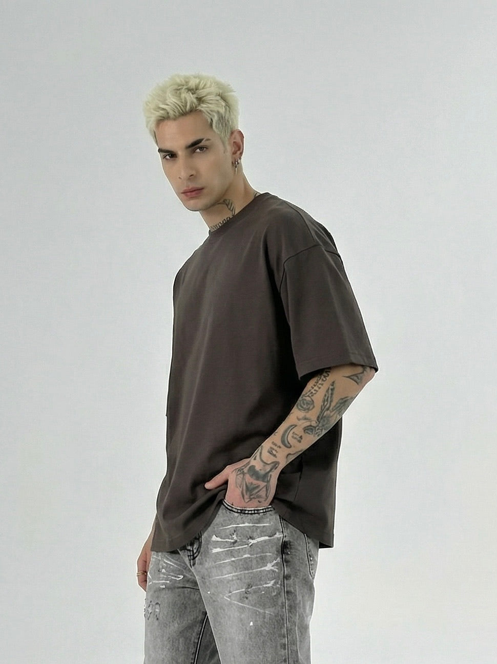 T-shirt girocollo art.814901 oversize marrone Duca Homme
