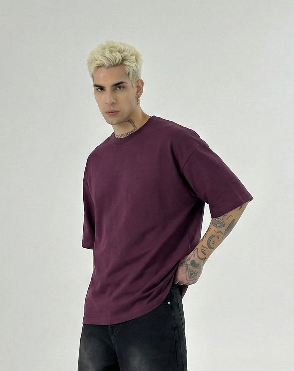 T-shirt girocollo art.814901 oversize bordeaux Duca Homme