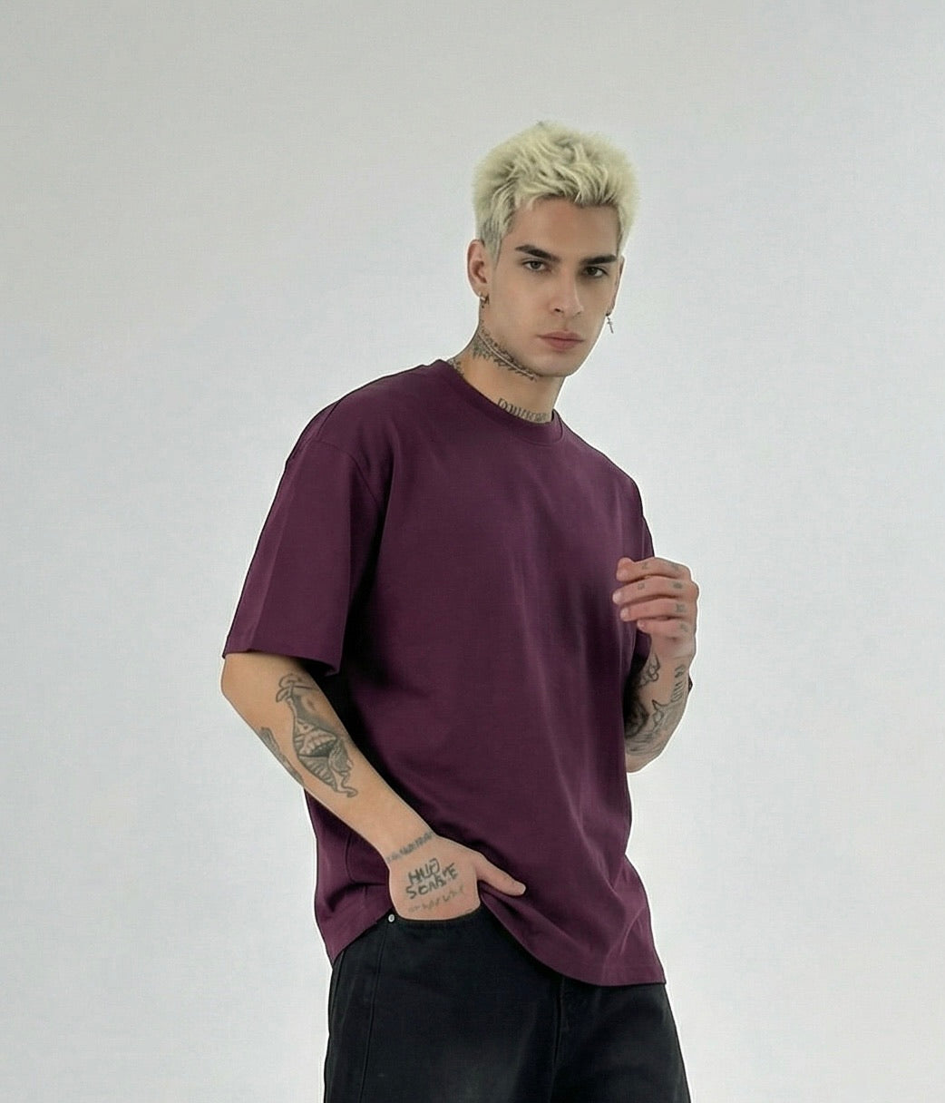 T-shirt girocollo art.814901 oversize bordeaux Duca Homme
