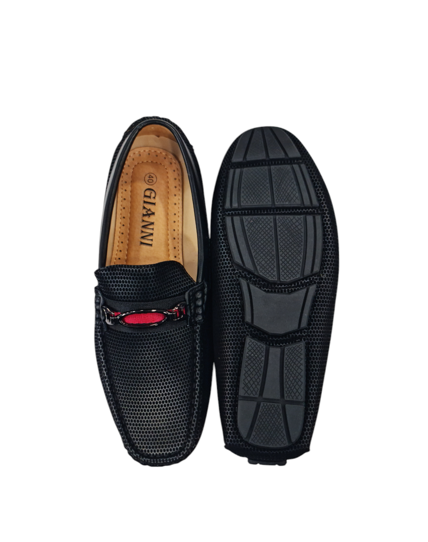Mocassino con fascia rossa art 809 nero
