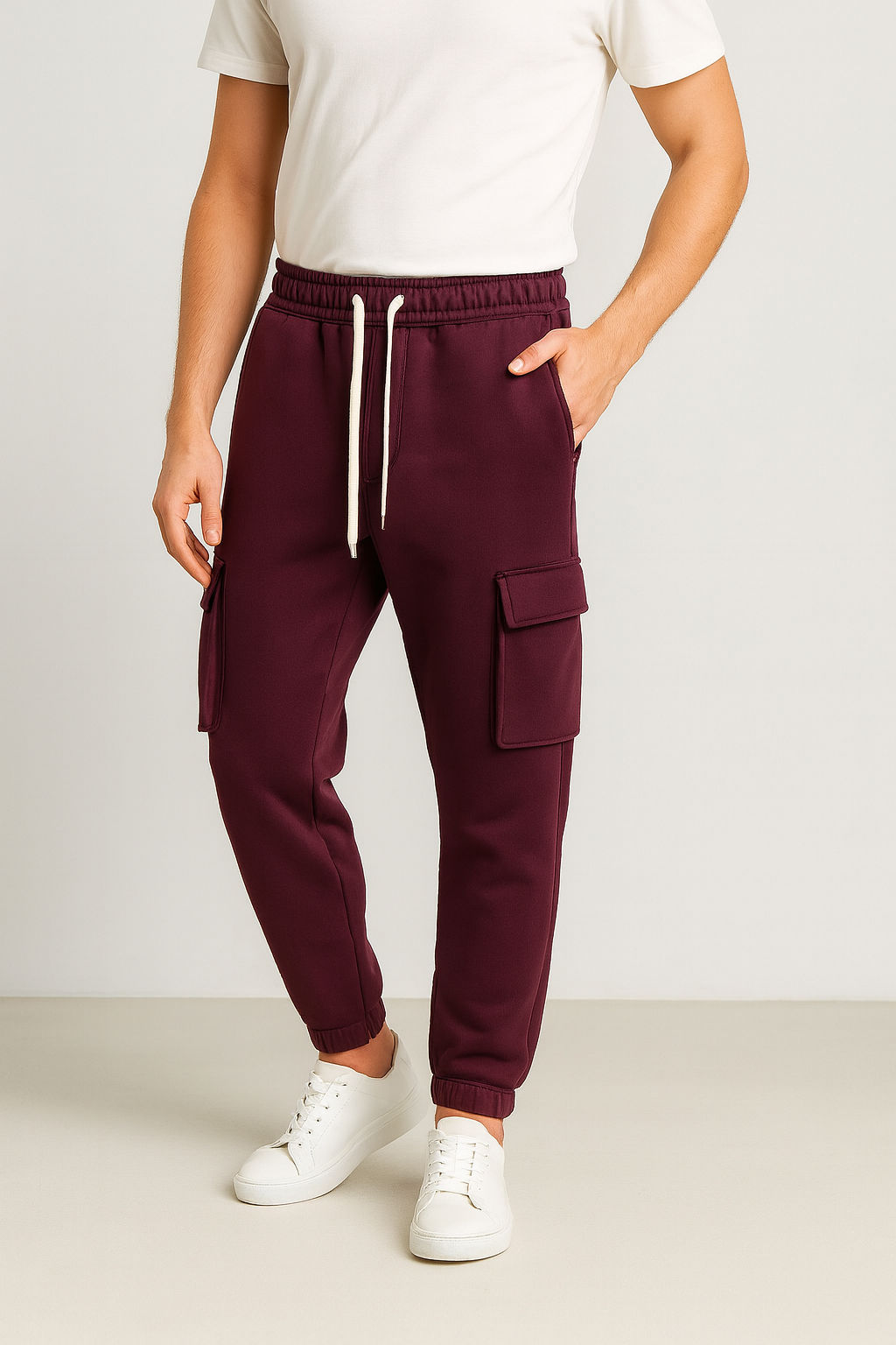 Pantalaccio cargo tinta unita duca homme bordeaux