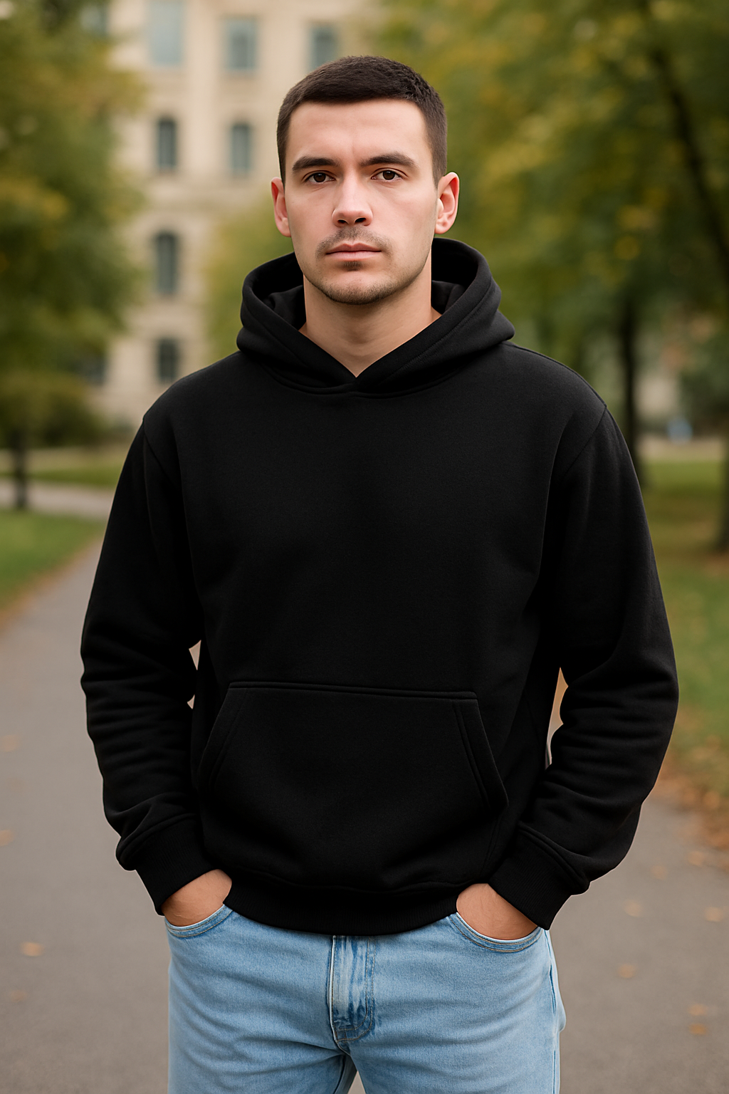 Felpa tinta unita duca homme nera