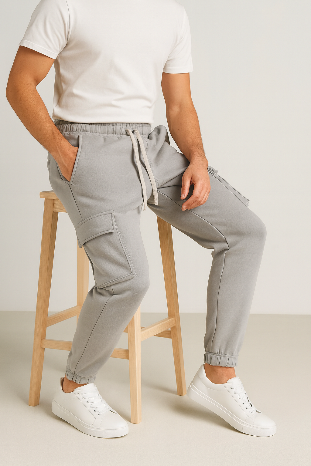 Pantalaccio cargo tinta unita duca homme grigio chiaro