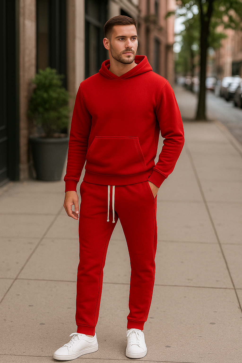 Tuta completa felpata rossa DUCA HOMME