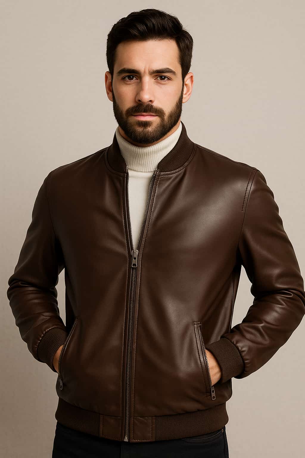 Giubbino ecopelle marrone