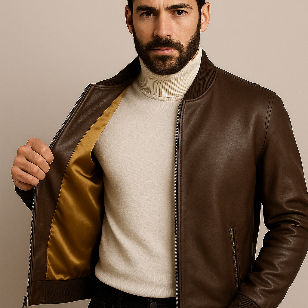 Giubbino ecopelle marrone