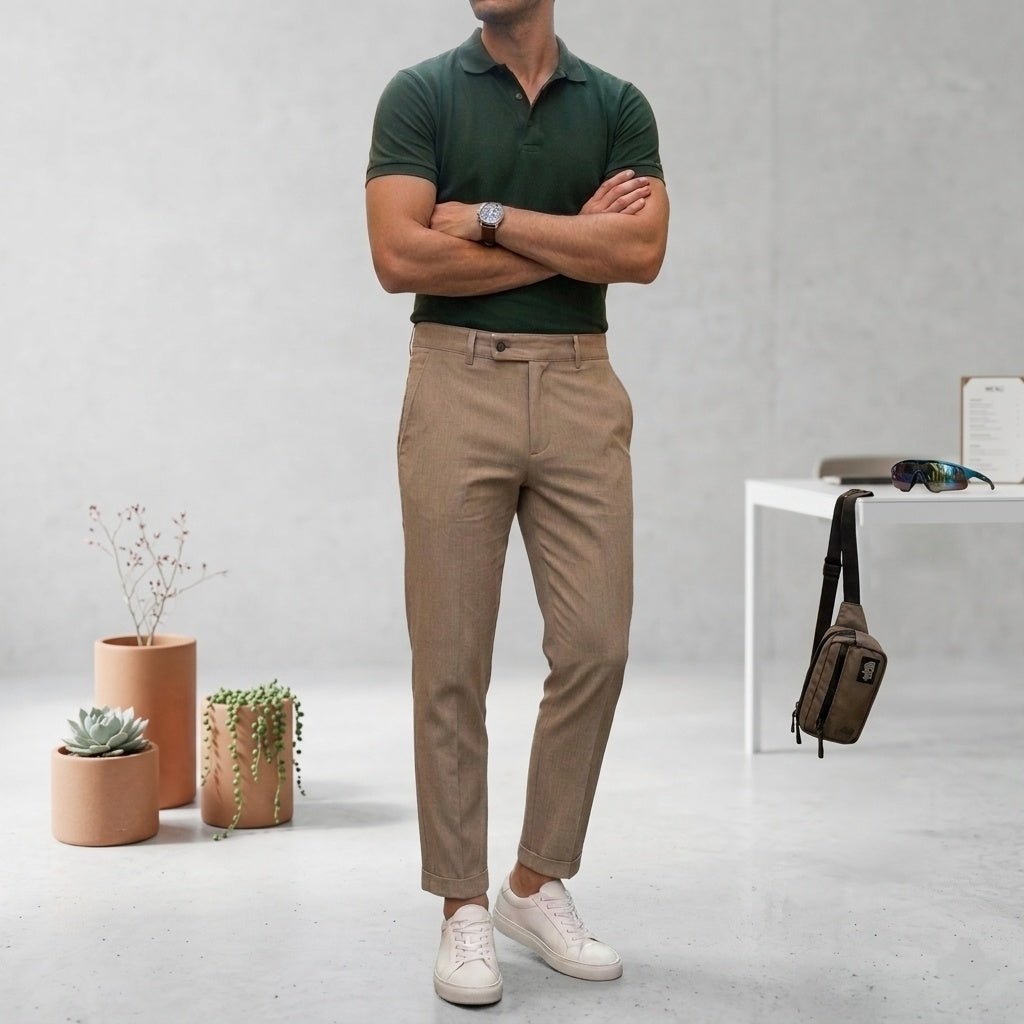 Pantalone elegante capri art 8095 beige