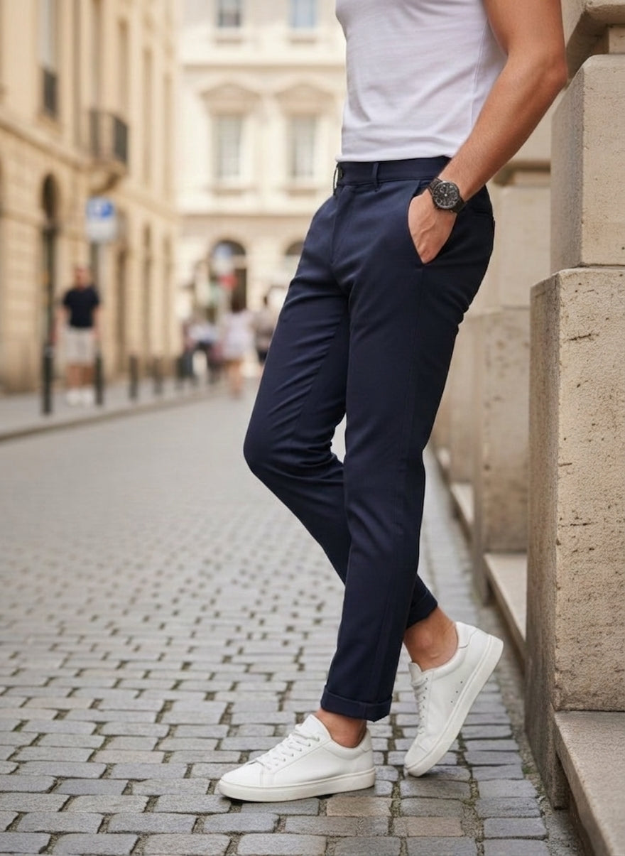 Pantalone elegante capri art 8095 blu