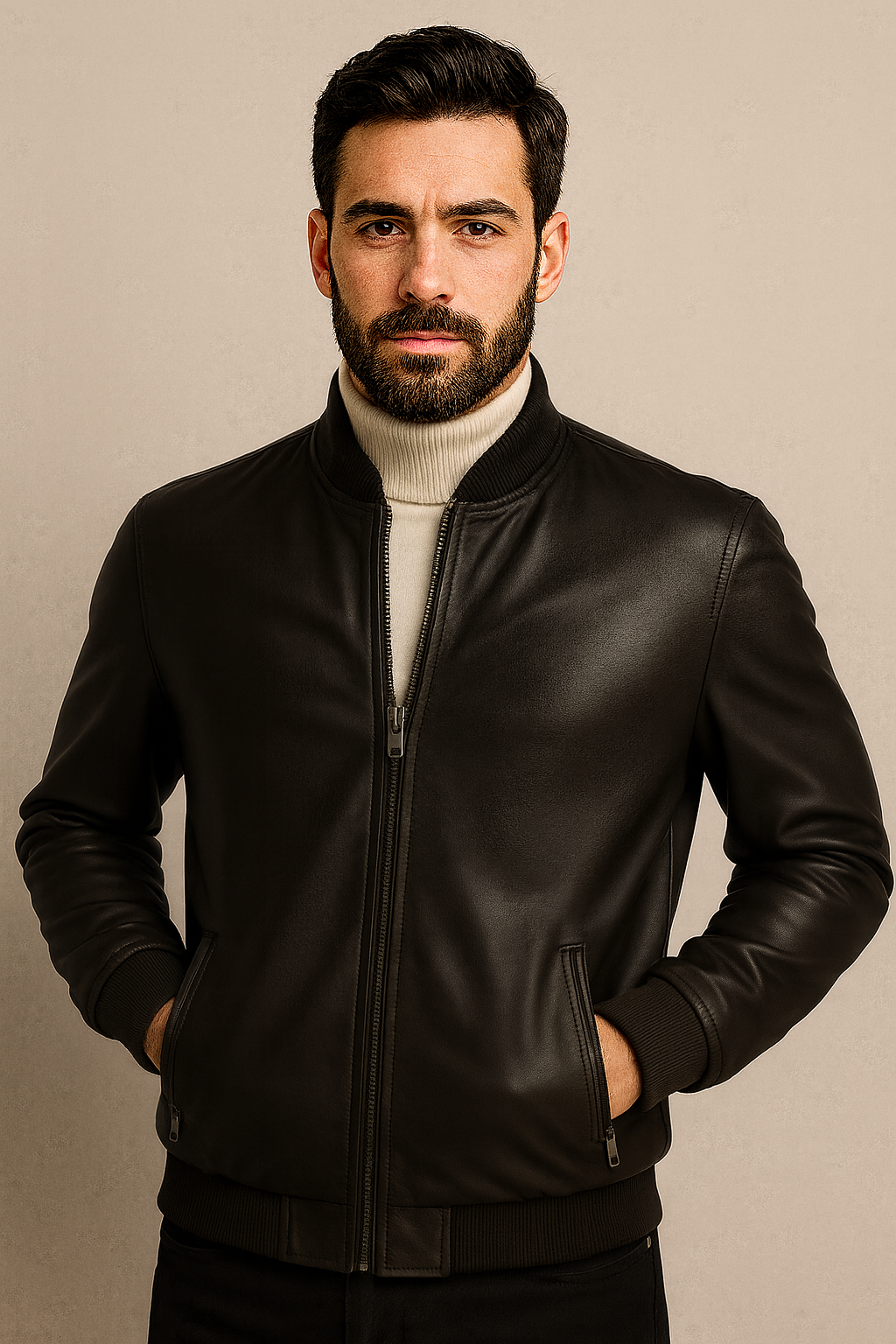 Giubbino ecopelle nero